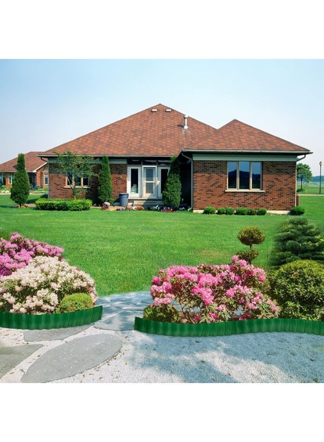 جرين لون حواف بلاستيكية للحدائق والمروج، 15 سم × 9 م - سياج عشبي أخضر مرن، حافة متينة لتزيين أحواض الزهور في الفناء والشرفة والممرات - Image 5